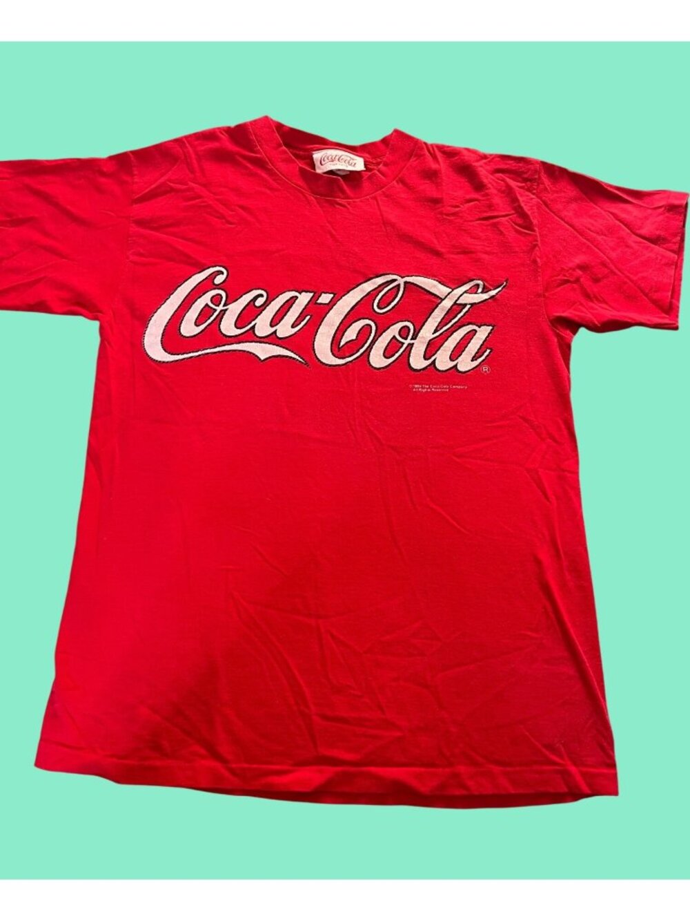 Vintage Coca-Cola Red Graphic T-Shirt Large 100% Cotton USA Made 1994 Logo